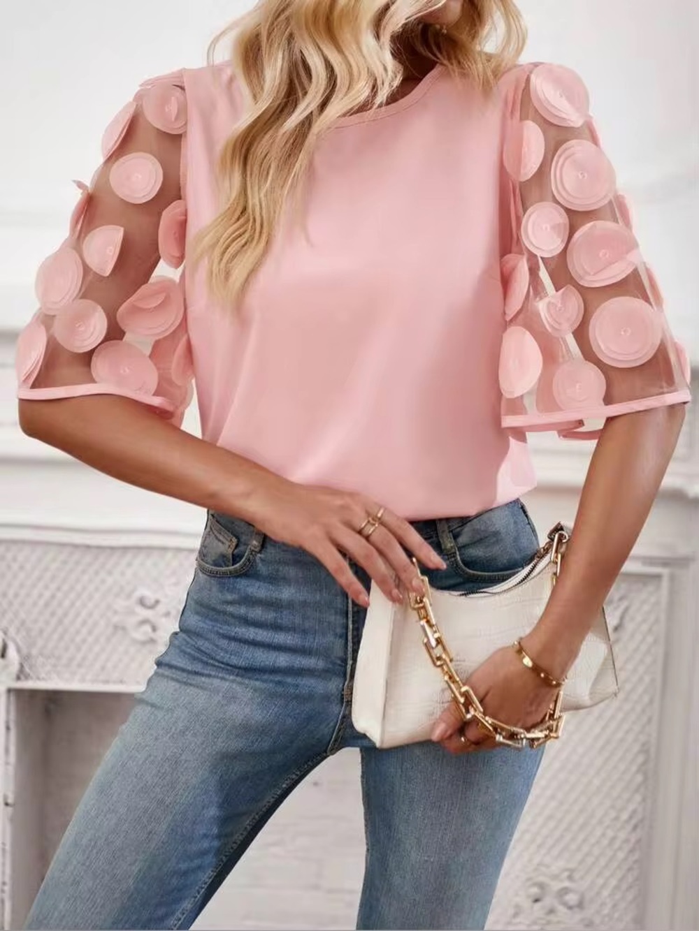 EMERY ROSE Women's Soft Pink Elegant Summer Tea Party Fashionable